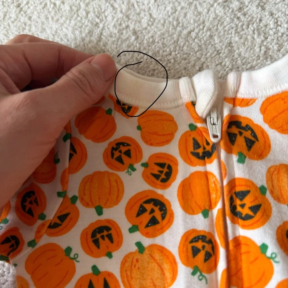 Old Navy Halloween footed onesies size 0-3 month for girl or boy pumpkin and NBC